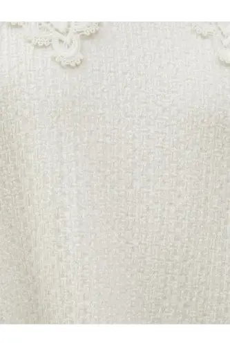 Lace Detailed Mini Dress with Collar Detail - 6