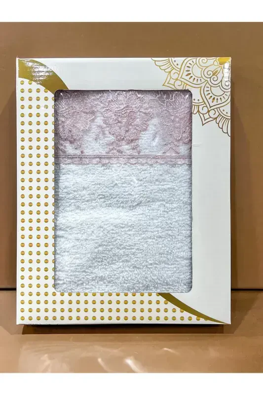 Lace Gift, Dowry Cotton Hand Face Towel 50x90 Cm-POWDER - 1