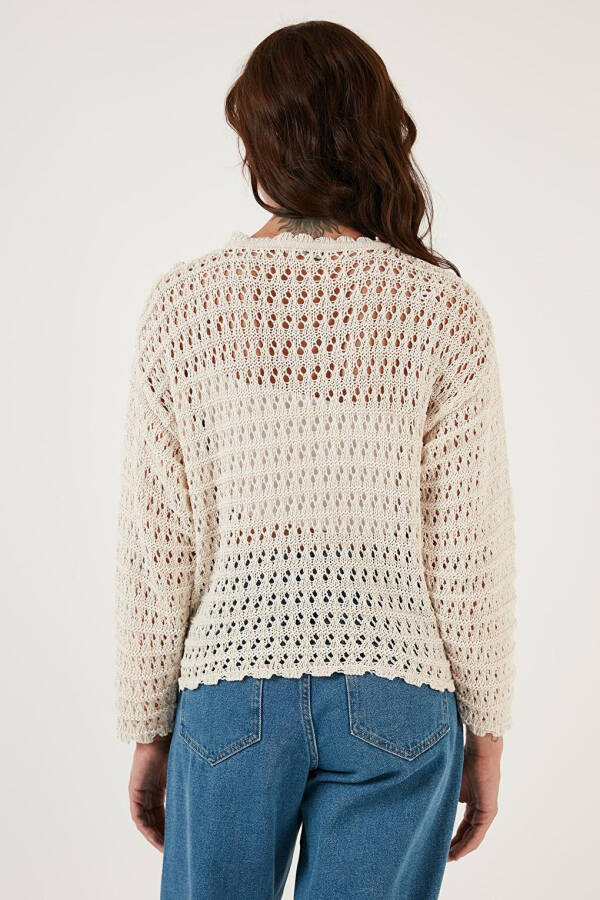 Lace Knitted Cardigan with Boat Neck 6071511 - 15