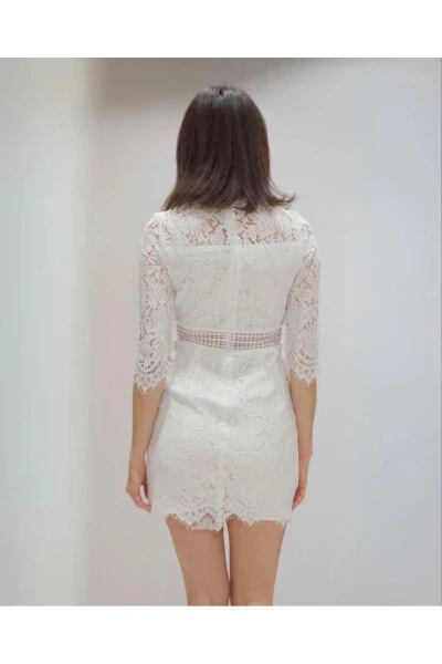Lace Lined Long Sleeve Mini Dress 27956 - Modazone (1)
