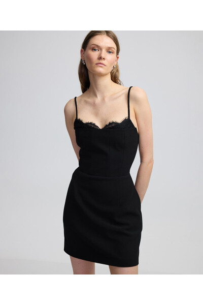 Lace mix mini dress - İPEKYOL