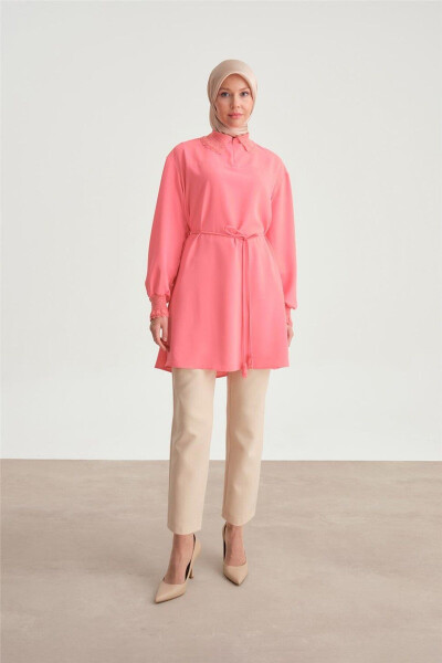 Lace Ribbon Tunic 24y4006 Dark Pink - 3