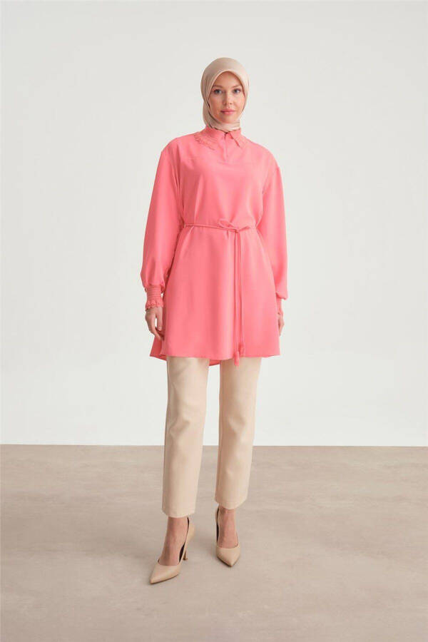 Lace Ribbon Tunic 24y4006 Dark Pink - 3