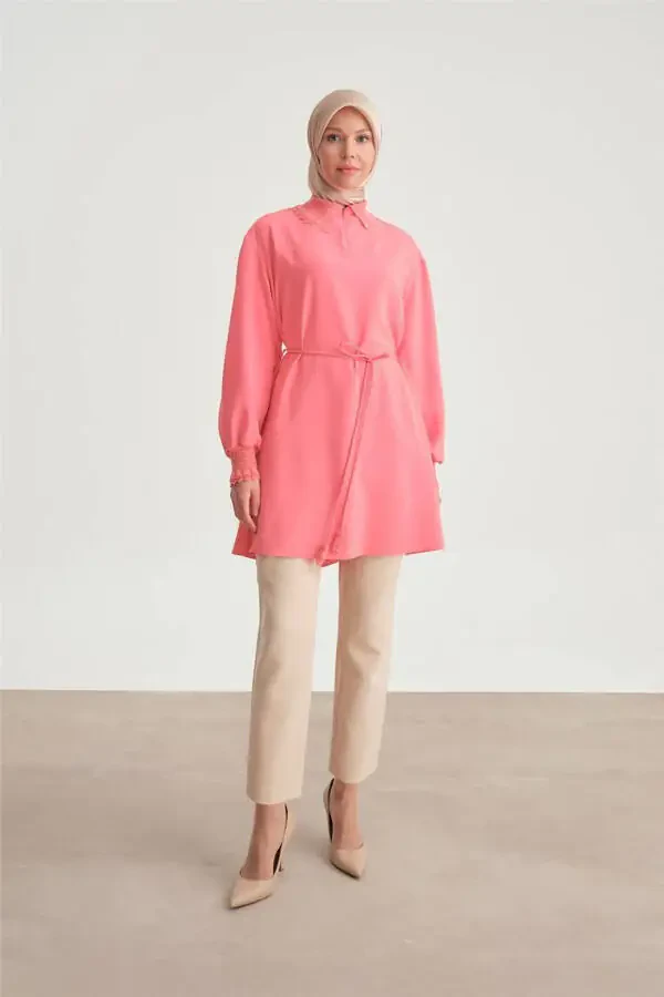 Lace Ribbon Tunic 24y4006 Dark Pink - 2