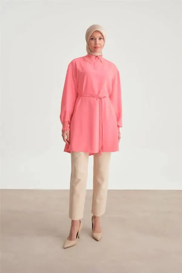 Lace Ribbon Tunic 24y4006 Dark Pink - 3