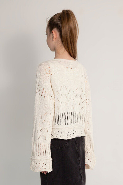 Lace Spanish Sleeve Knitted Girl's Sweater - 2