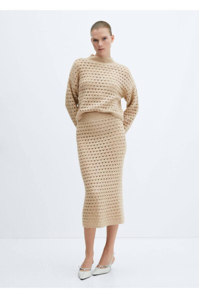 Lace-trimmed knitted sweater - MANGO WOMAN (1)