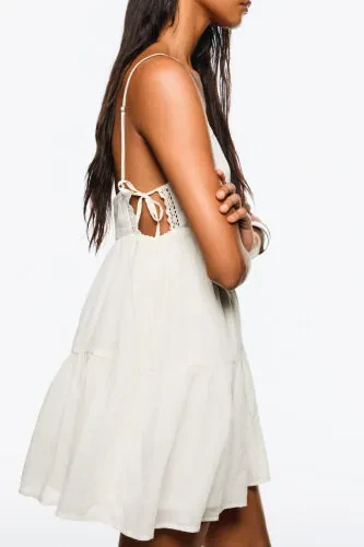 Lace-trimmed textured mini dress - 3