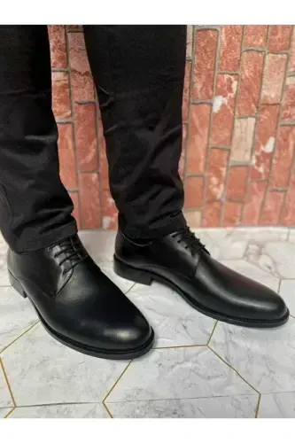 Lace-up Genuine Leather Groom Shoes Plus Size-Black Antique - UZR (1)