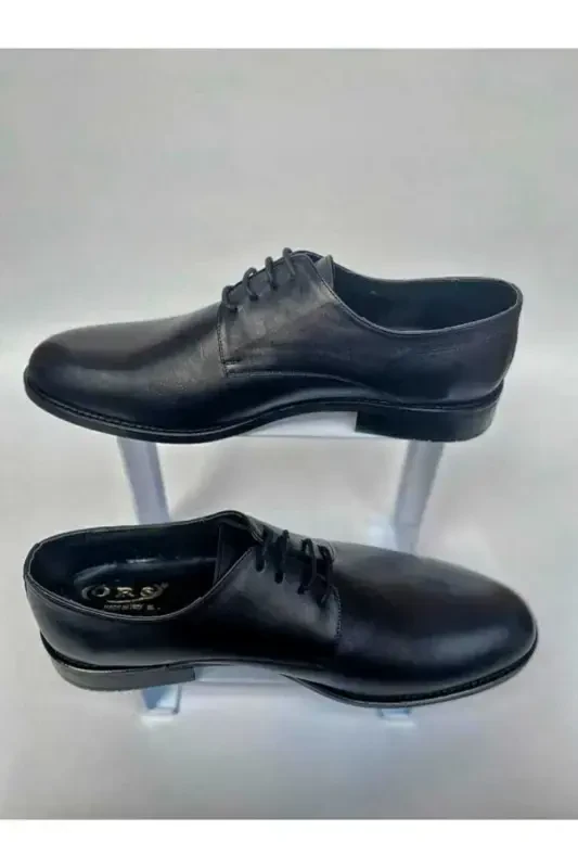 Lace-up Genuine Leather Groom Shoes Plus Size-Black Antique - 3