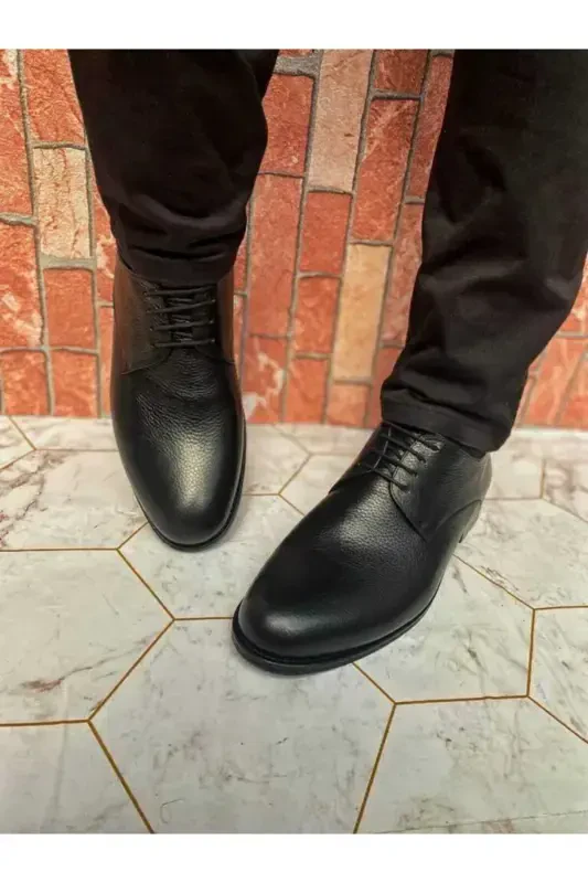 Lace-up Genuine Leather Groom Shoes Plus Size-Black Floater - UZR