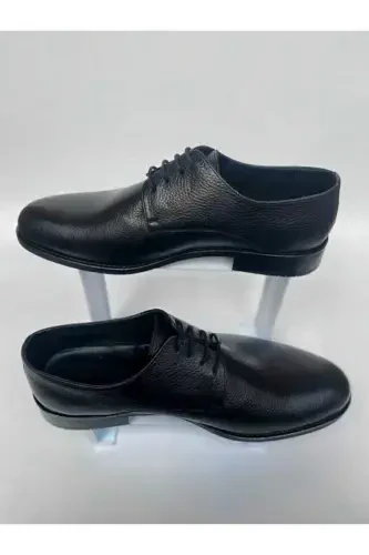 Lace-up Genuine Leather Groom Shoes Plus Size-Black Floater - 3