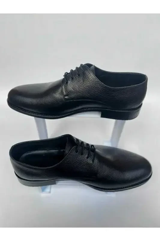 Lace-up Genuine Leather Groom Shoes Plus Size-Black Floater - 3