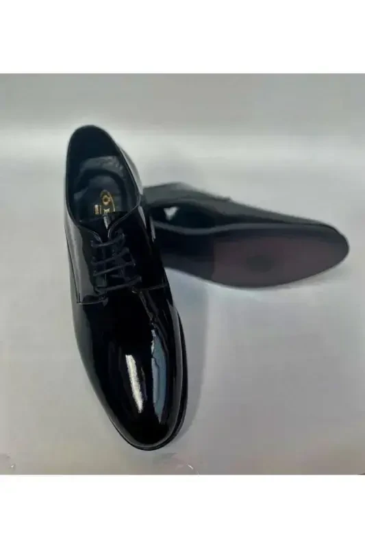 Lace-up Genuine Leather Groom Shoes Plus Size-Black Patent Leather - 4
