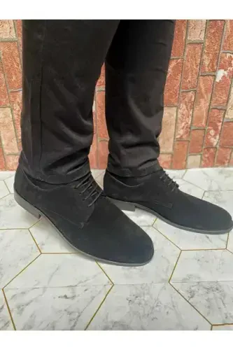 Lace-up Genuine Leather Groom Shoes Plus Size-Black Suede - UZR (1)