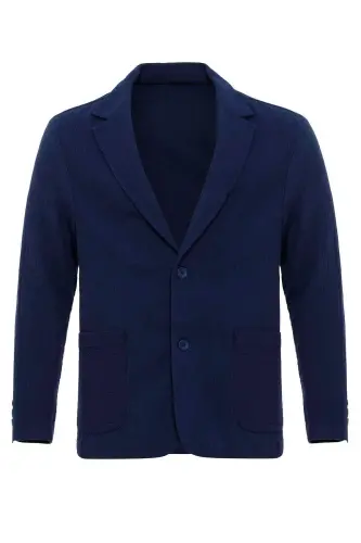 Lacivert Astarsız Torba Cepli Erkek Blazer Ceket-Lacivert - 6