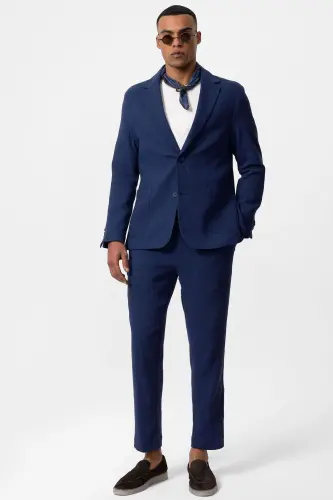 Lacivert Astarsız Torba Cepli Erkek Blazer Ceket-Lacivert - 2