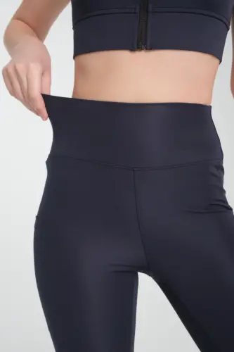 LACIVERT Ayollar Sport Tayt Juft Cho'ntakli Sıkılaştırıcı Toparlayıcı Sportchi Taytı Leggings-Lacivert - 1