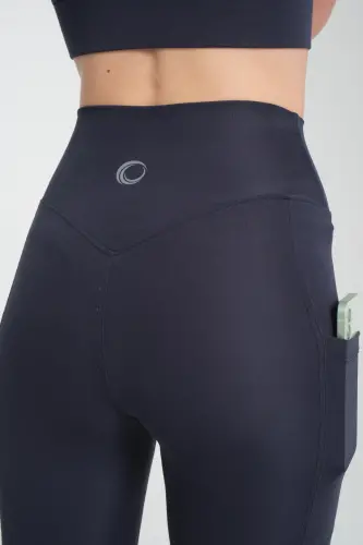 LACIVERT Ayollar Sport Tayt Juft Cho'ntakli Sıkılaştırıcı Toparlayıcı Sportchi Taytı Leggings-Lacivert - 3