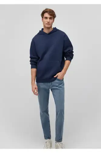 Kapüşonlu Lacivert Basic Sweatshirt 0S10275-70490 - 1