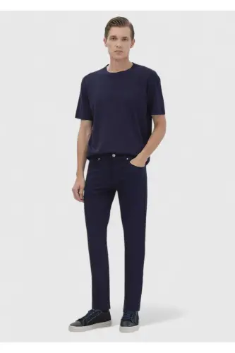 Lacivert Bisiklet Yaka Düz Örgü Triko-Lacivert - RAMSEY (1)