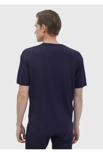 Lacivert Bisiklet Yaka Düz Örgü Triko-Lacivert - 6