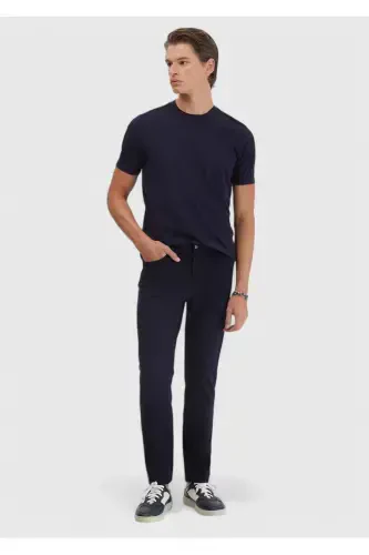 Lacivert Bisiklet Yaka T-Shirt - RAMSEY (1)