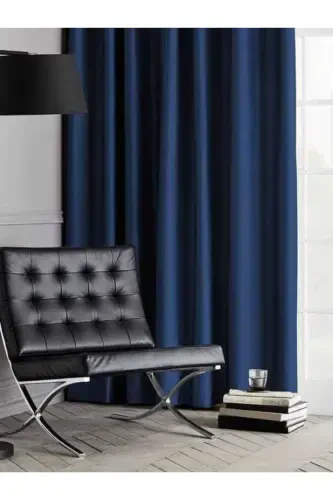 Lacivert Blackout Qoraytuvchi Parda Enxboy Variantli Quyoshdan Saqlovchi 100% Yorug'lik O'tkazmaydigan Fon Pardasi-LACIVERT - BASIC CREATION (1)