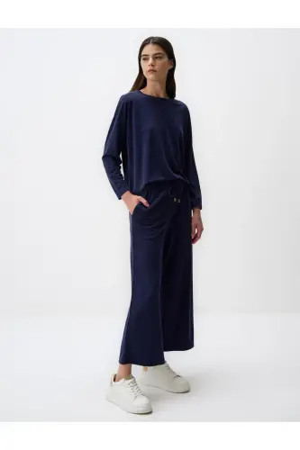 Lacivert Bol Paça Rahat Jogger Pantolon - Lacivert - 3