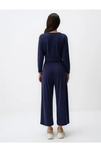 Lacivert Bol Paça Rahat Jogger Pantolon - Lacivert - 6