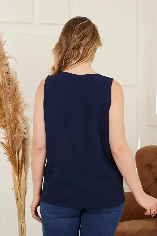 Lacivert Büyük Beden Atlet - 4