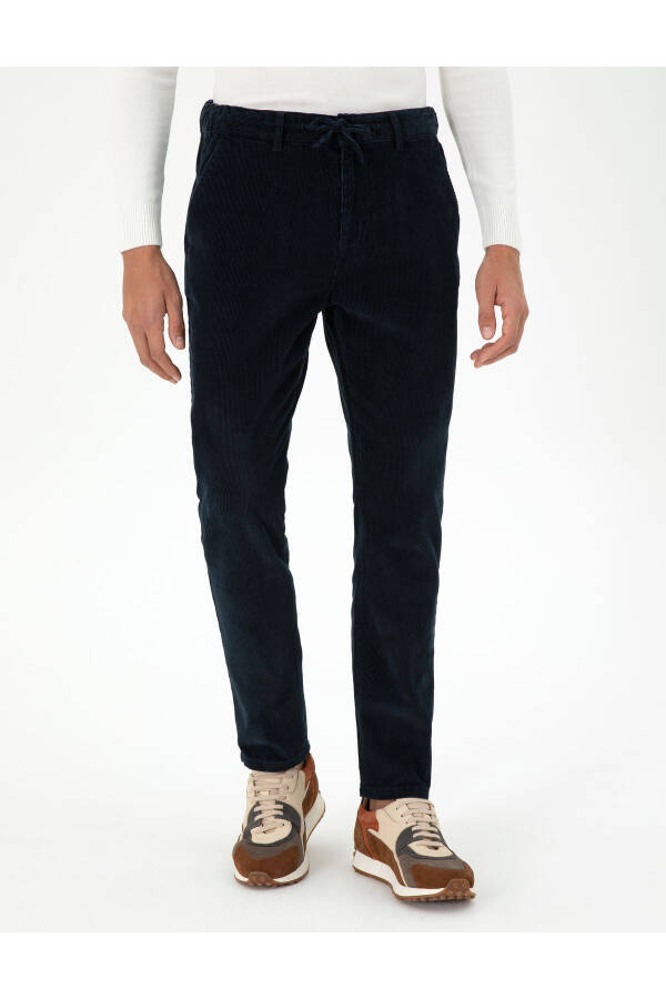 Lacivert Carrot Fit Kadife Kanvas Pantolon 50295927-VR033 - Lacivert - 14