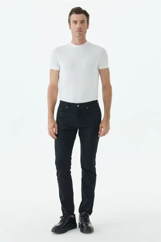 Lacivert Comfort Fit 5 Cep Kanvas Pantolon - 1