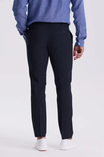 Lacivert Comfort Fit Bambu Karışımlı Rahat Kesim Esnek Kumaş Pantolon - 4