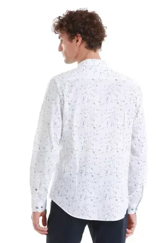 Lacivert Comfort Fit Baskili Slim Yoqa Uzun Qolli Sport Ko'ylak-Lacivert - 7