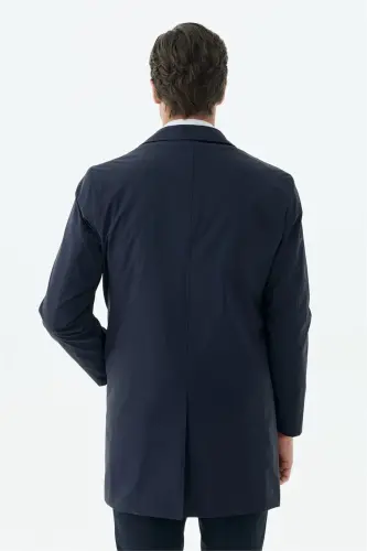 Lacivert Comfort Fit Bebe Yaka Klasik Mont - 5