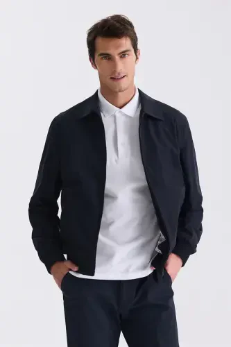 Lacivert Comfort Fit Bebe Yaka Mevsimlik Mont - JAKAMEN (1)