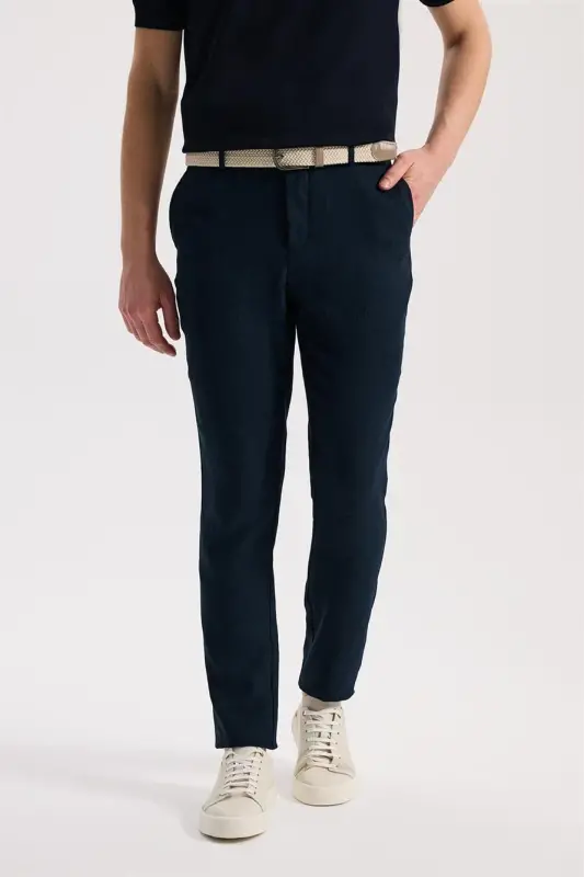 Lacivert Comfort Fit Beli Lastikli Jagger Pantolon - JAKAMEN