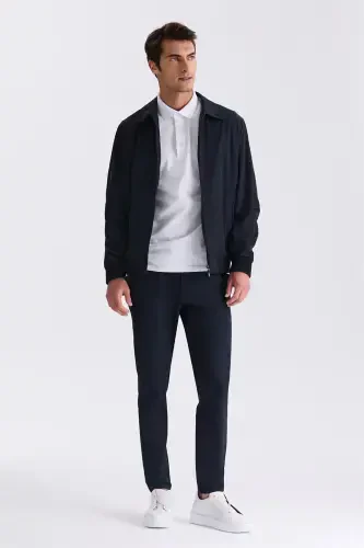 Lacivert Comfort Fit Beli Lastikli Spor Jogger Pantolon - JAKAMEN (1)