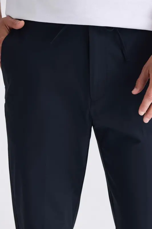 Lacivert Comfort Fit Beli Lastikli Spor Jogger Pantolon - 4