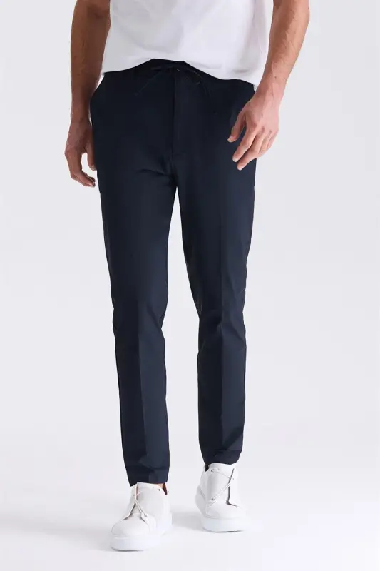 Lacivert Comfort Fit Beli Lastikli Spor Jogger Pantolon - JAKAMEN