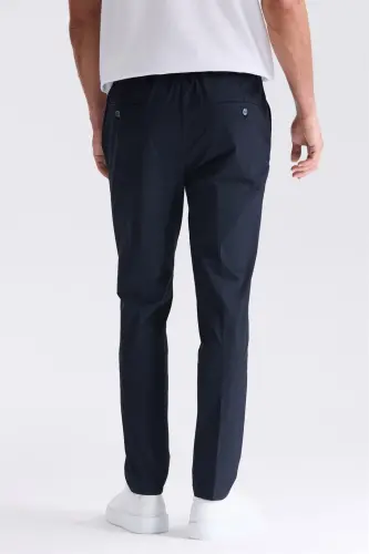 Lacivert Comfort Fit Beli Lastikli Spor Jogger Pantolon - 3