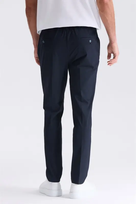 Lacivert Comfort Fit Beli Lastikli Spor Jogger Pantolon - 3