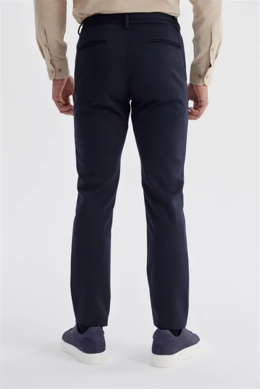 Lacivert Comfort Fit Beli Lastikli Yan Cep Jogger Pantolon - 2