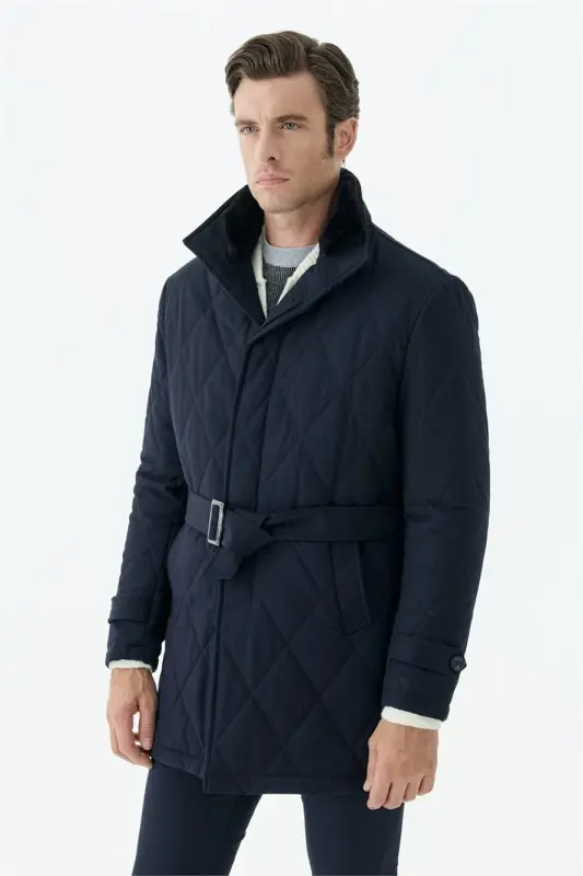 Lacivert Comfort Fit Berberi Yaka Fermuarlı Mont - 2