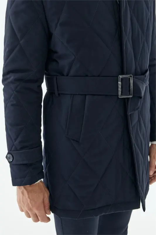 Lacivert Comfort Fit Berberi Yaka Fermuarlı Mont - 7