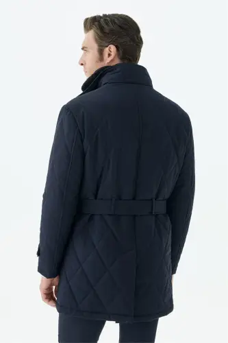 Lacivert Comfort Fit Berberi Yaka Fermuarlı Mont - 8