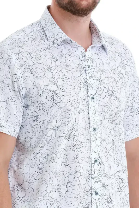 Lacivert Comfort Fit Bosma 100% Paxta Slim Yoqali Qisqa Yengli Ko'ylak-Lacivert - 6