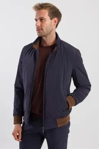 Lacivert Comfort Fit Dik Yaka Mont - 3