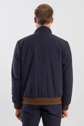 Lacivert Comfort Fit Dik Yaka Mont - 4